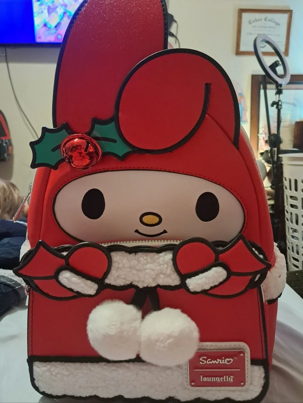 NWT Loungefly My Melody Holiday Bell Mini Backpack